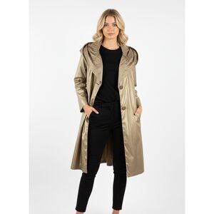 Fen Nelli Brown Tan Button Up Long Sleeve Trench Coat 10